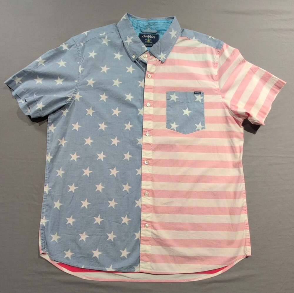 Chubbies Uncle Sam Friday Shirt Size XL American Flag Short Sleeve
